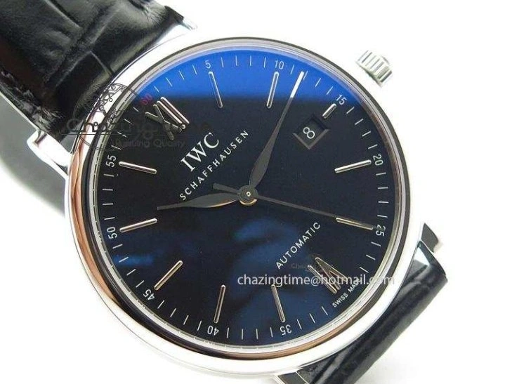 MIROTIME 0511 GoodFit Portofino SCHAFFHAUSEN SS MKF 1:1 V2 Best Edition Black Dial On Black Leather Strap A 7350